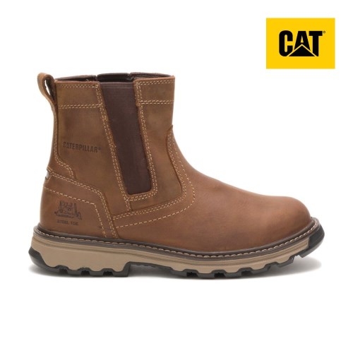 CAT Pelton Steel Toe Men's Work Boots Brown (AU Z-610) Australia